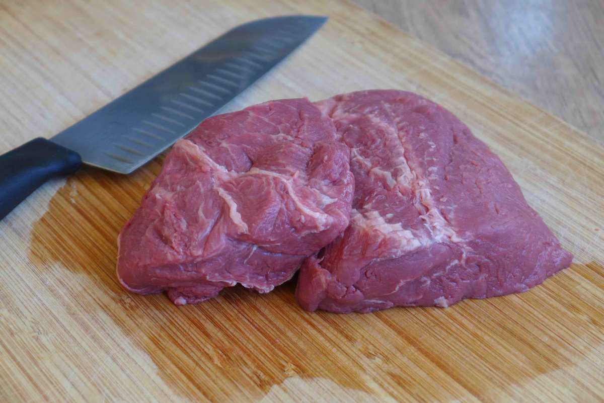 two pieces of flat iron steaks.