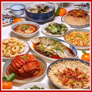 A multi-dish New year feast.