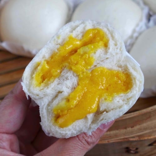 A Chinese steamed custard bun