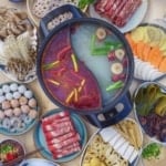 A Chinese hot pot meal with overlay text that says Chinese hot pot guide