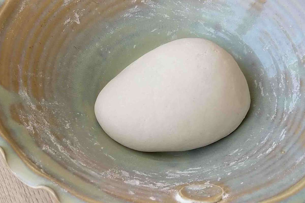 dough in a bowl.