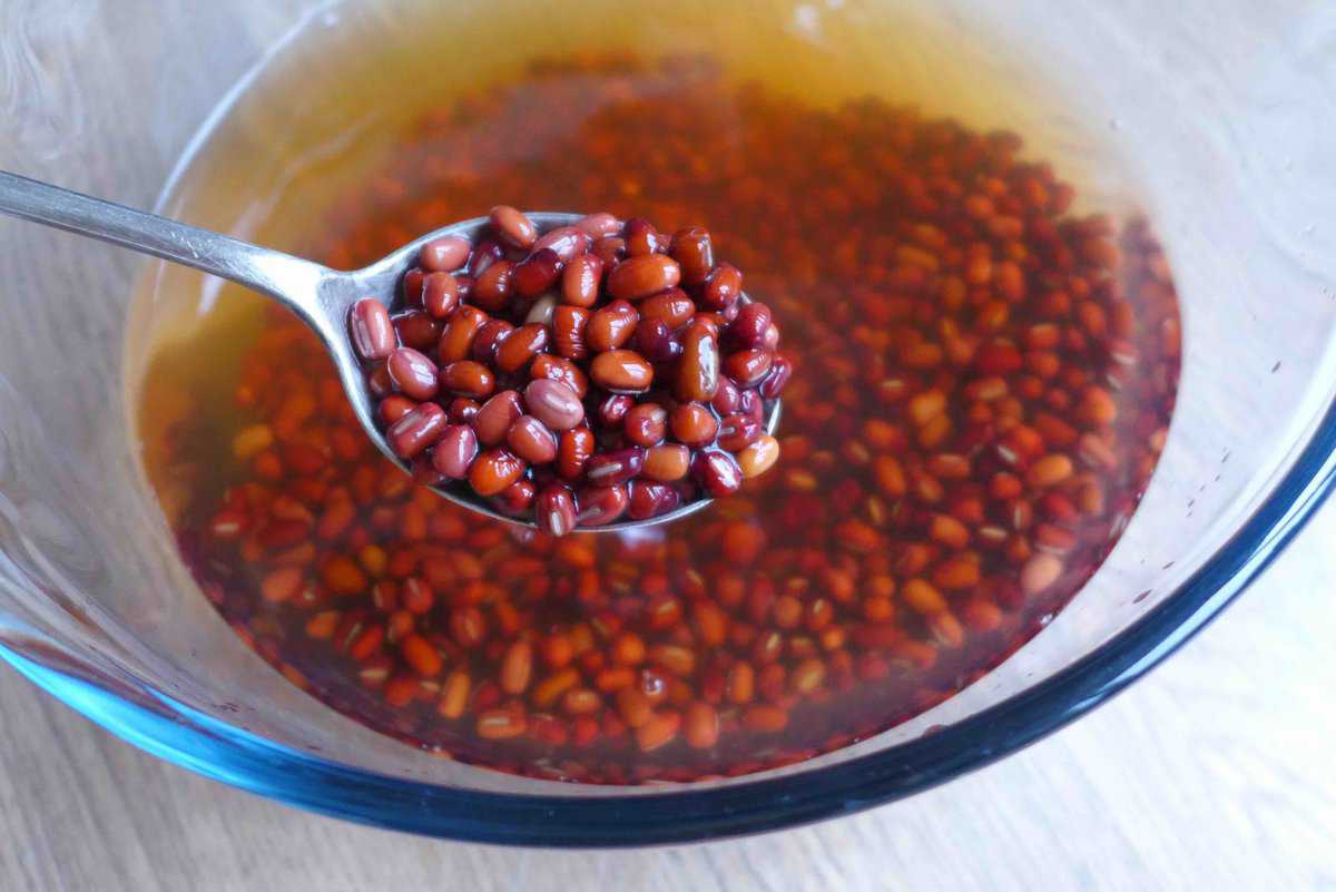 soaked adzuki beans.