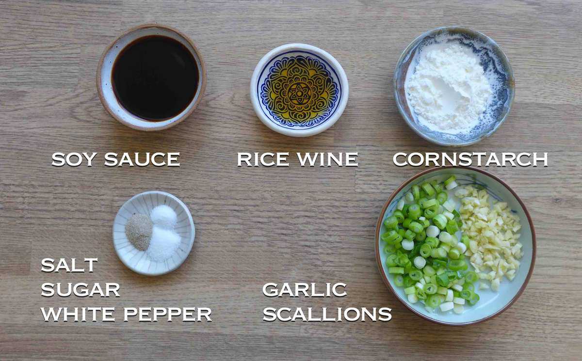 condiments and aromatics for making stir-fried eggplant, potato and pepper.