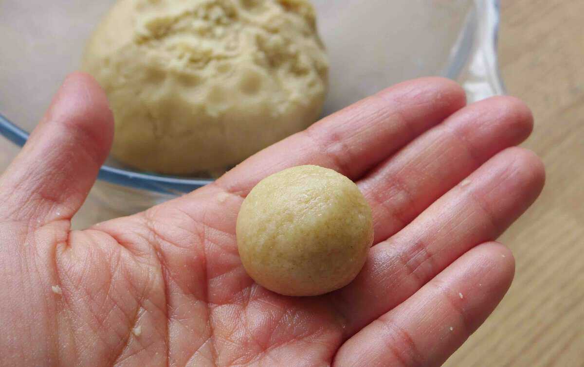 a small cookie dough ball.