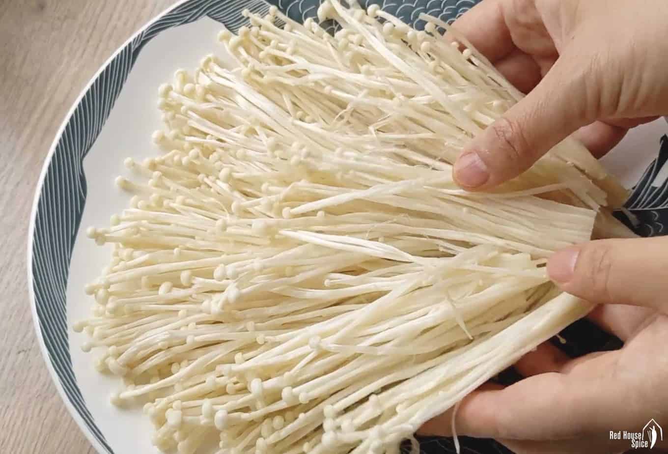 putting mushroom on a plate
