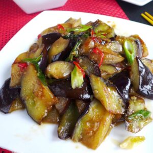 Stir-fried aubergine