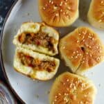 baked bao buns with lamb filling