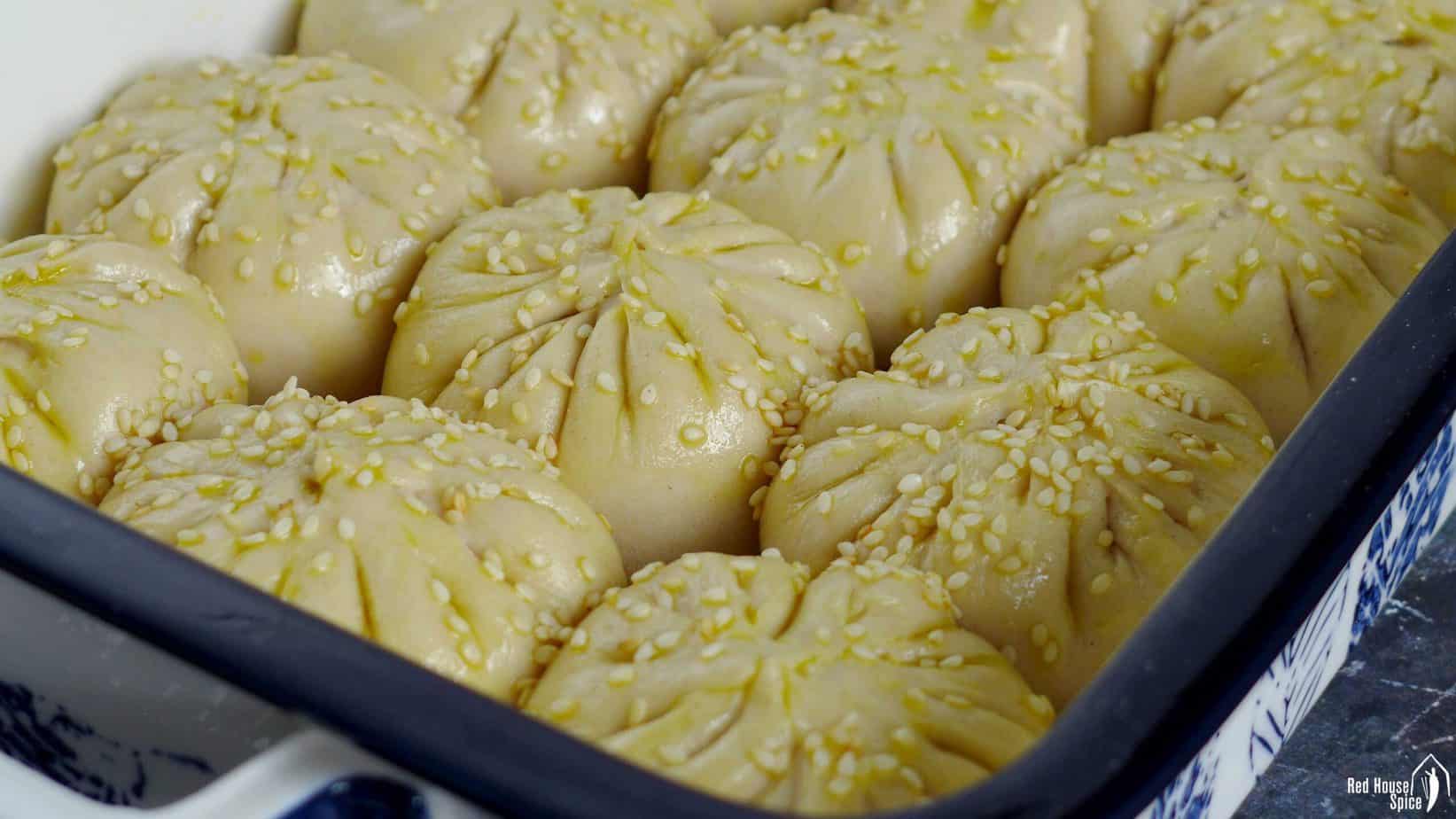 bao buns brushed with oil