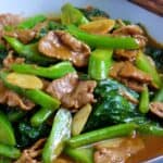 Beef fried with Chinese broccoli in oyster sauce