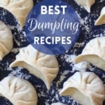 uncooked dumplings on a tray with overlay text that says best dumpling recipes.