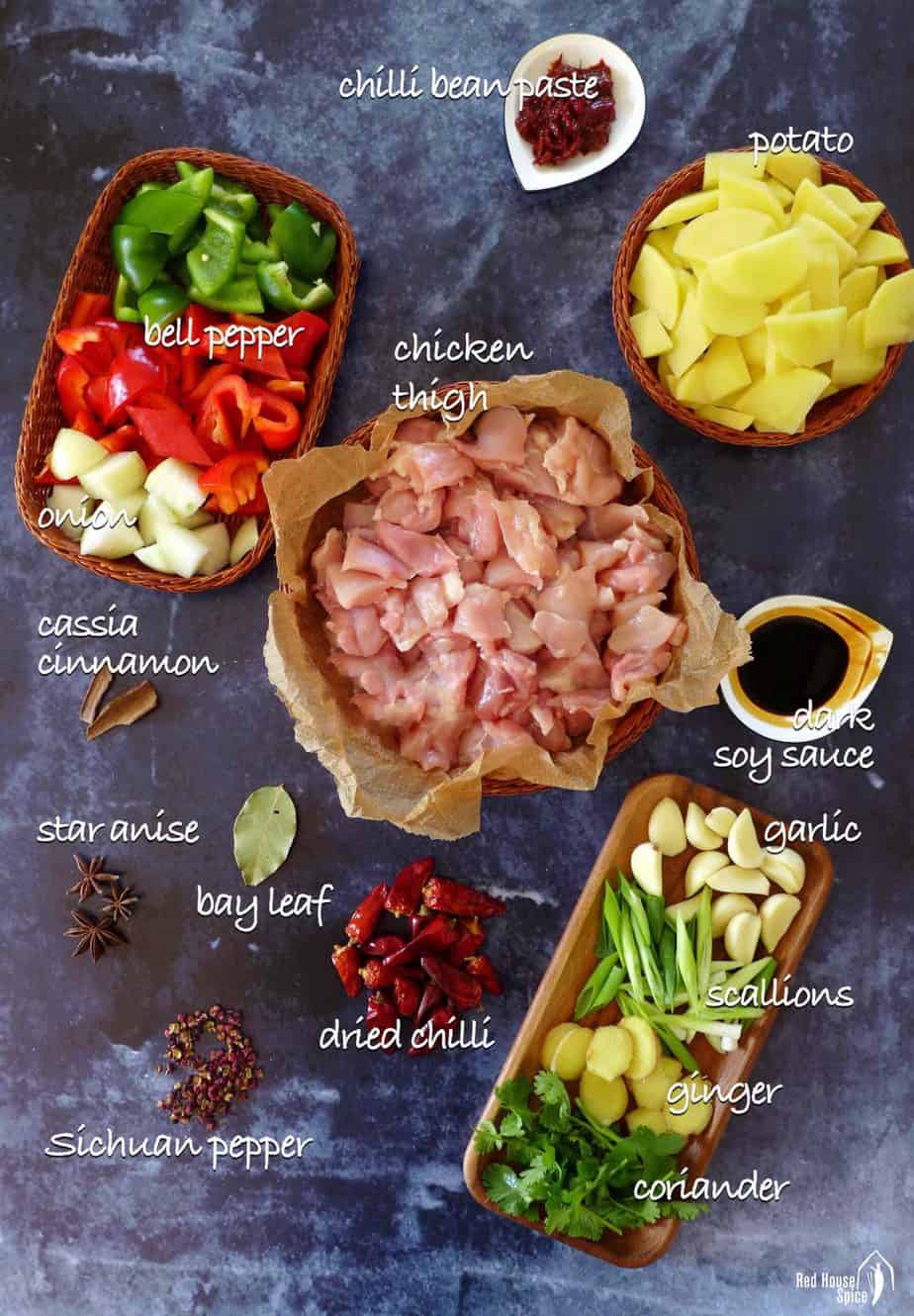 Ingredients for cooking big plate chicken