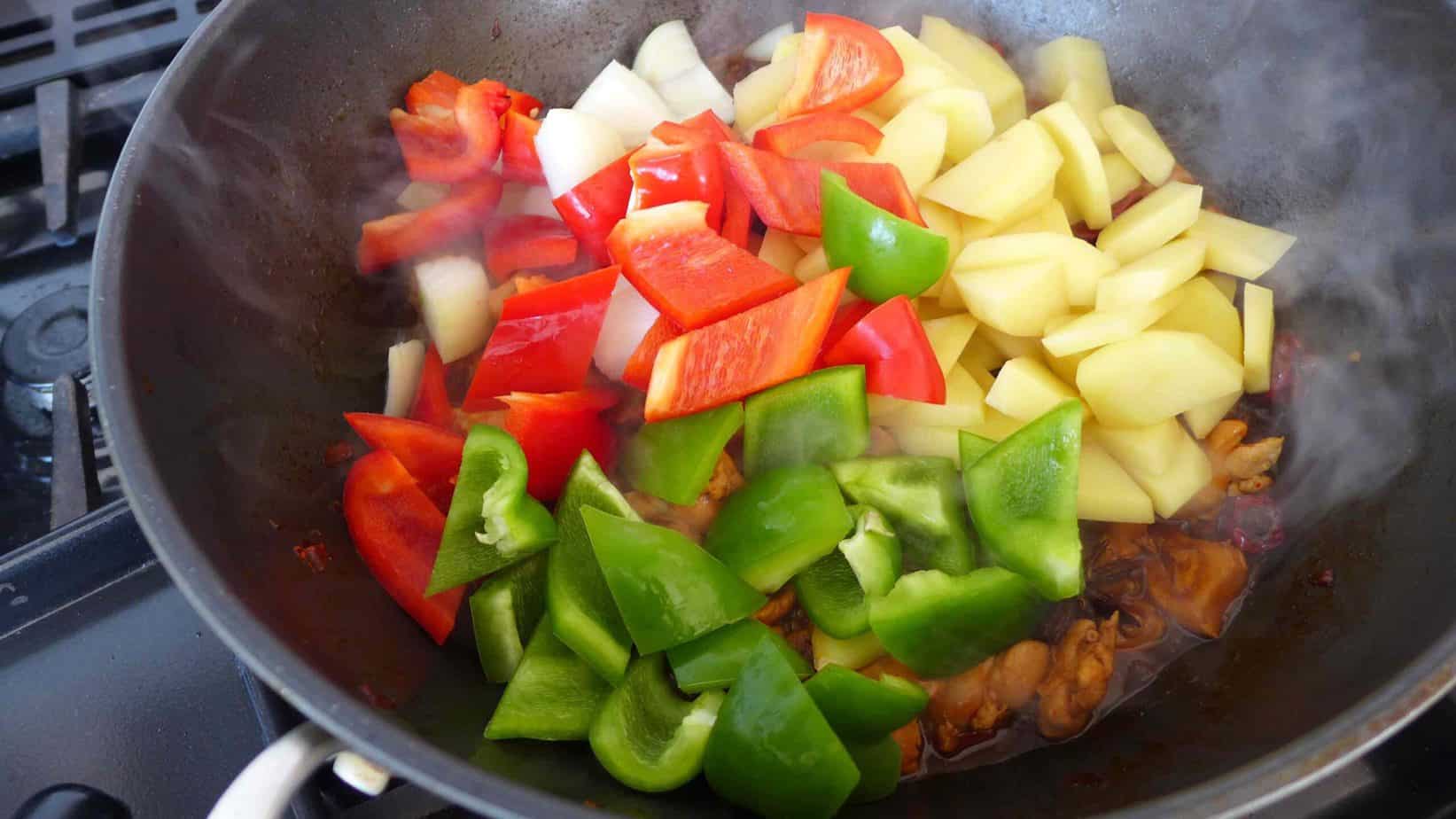 potato, onion & bell pepper