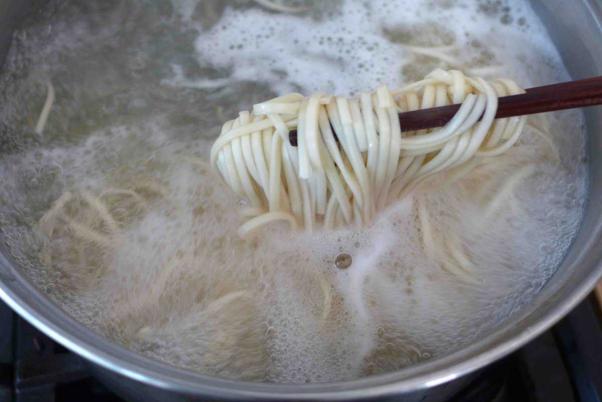 boiling noodles.