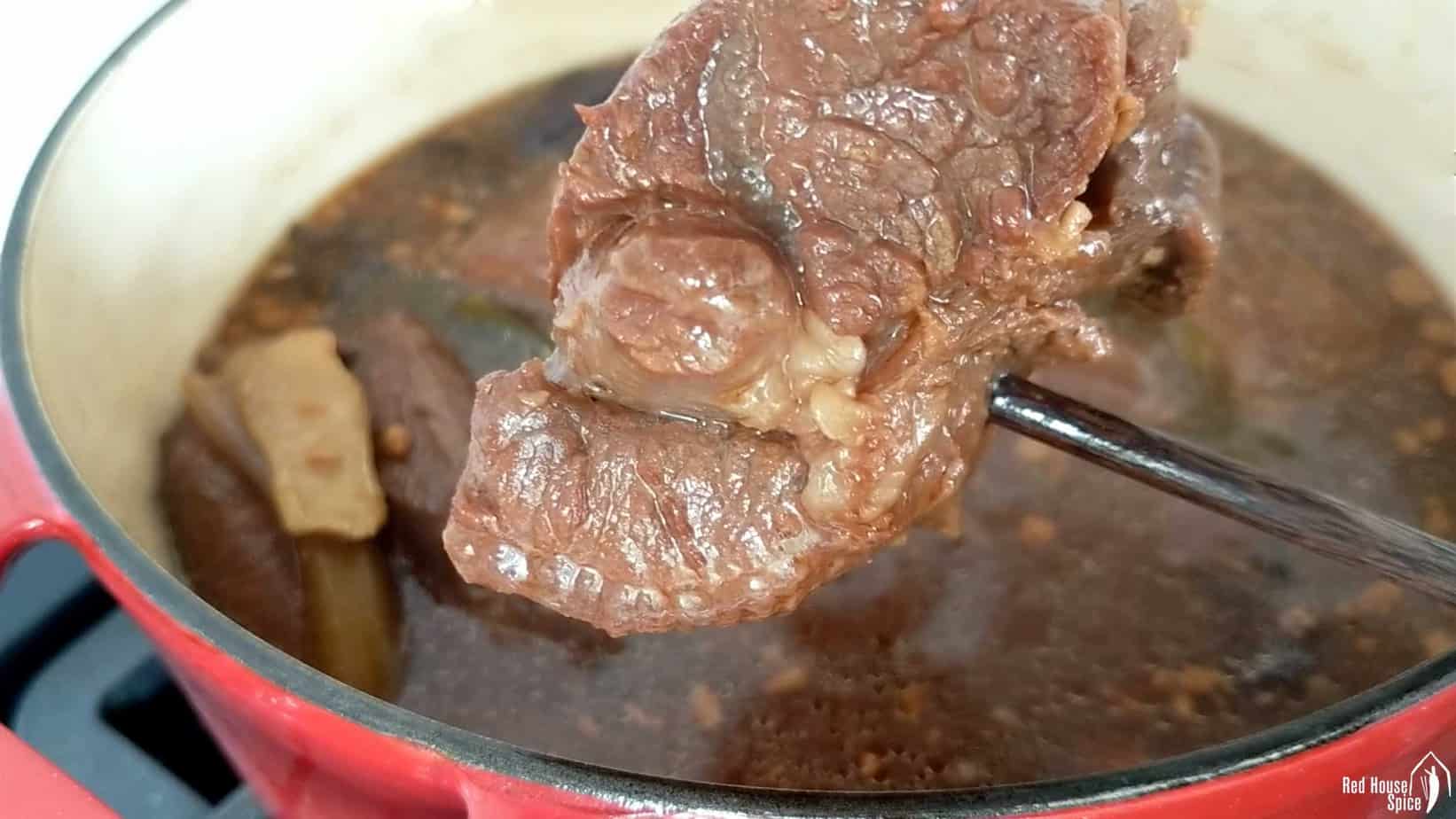 A piece of braised beef shank