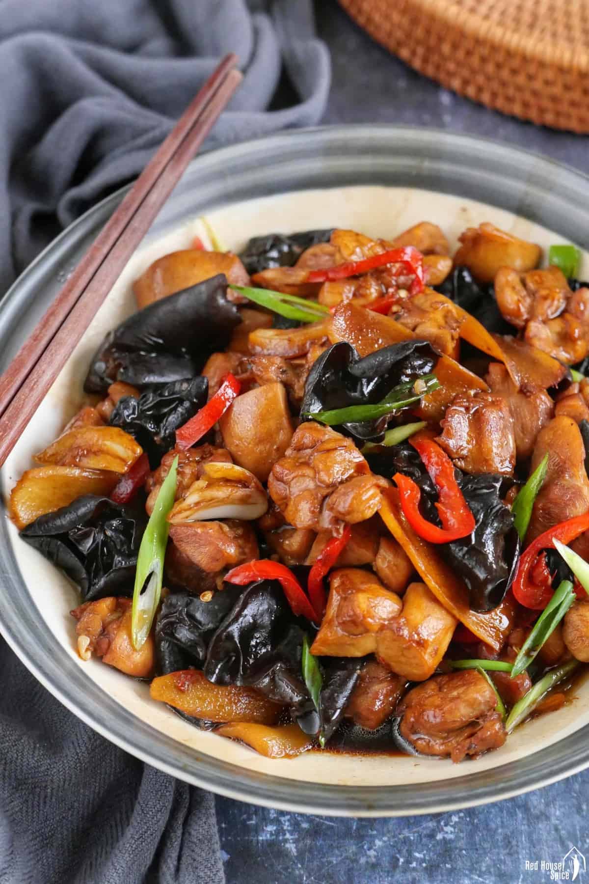 A plate of Chinese ginger chicken
