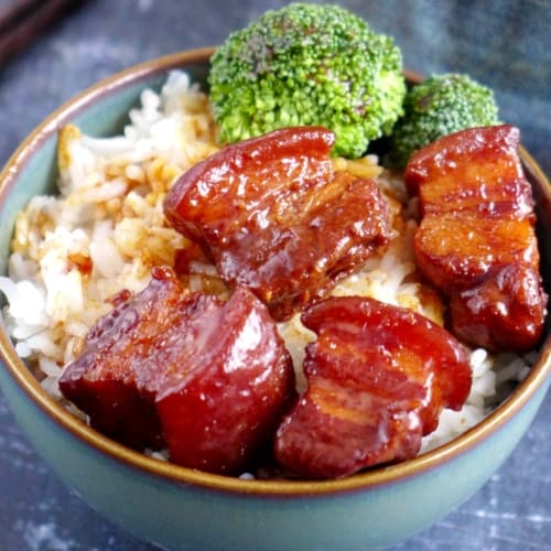 chinese braised pork belly over rice