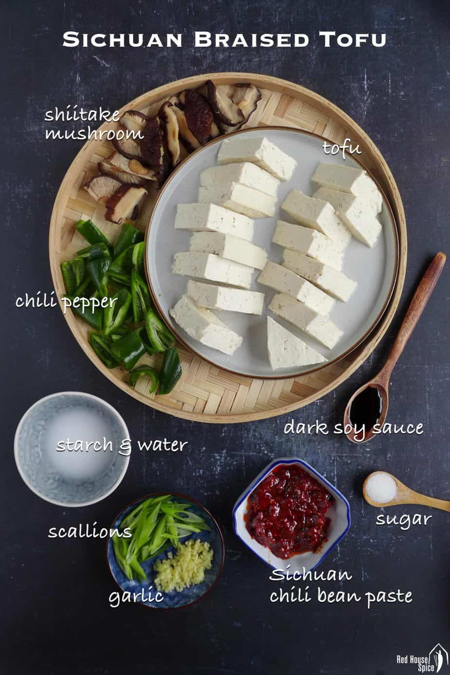 Ingredients for making Sichuan braised tofu