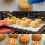 Brushing and baking mooncakes.