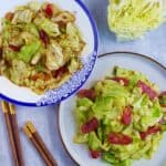 Two plates of Chinese cabbage stir-fry