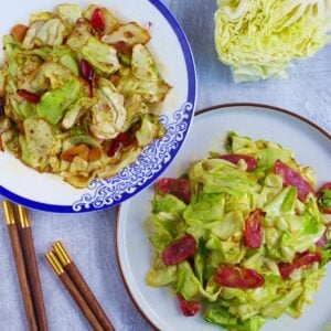 Two plates of Chinese cabbage stir-fry