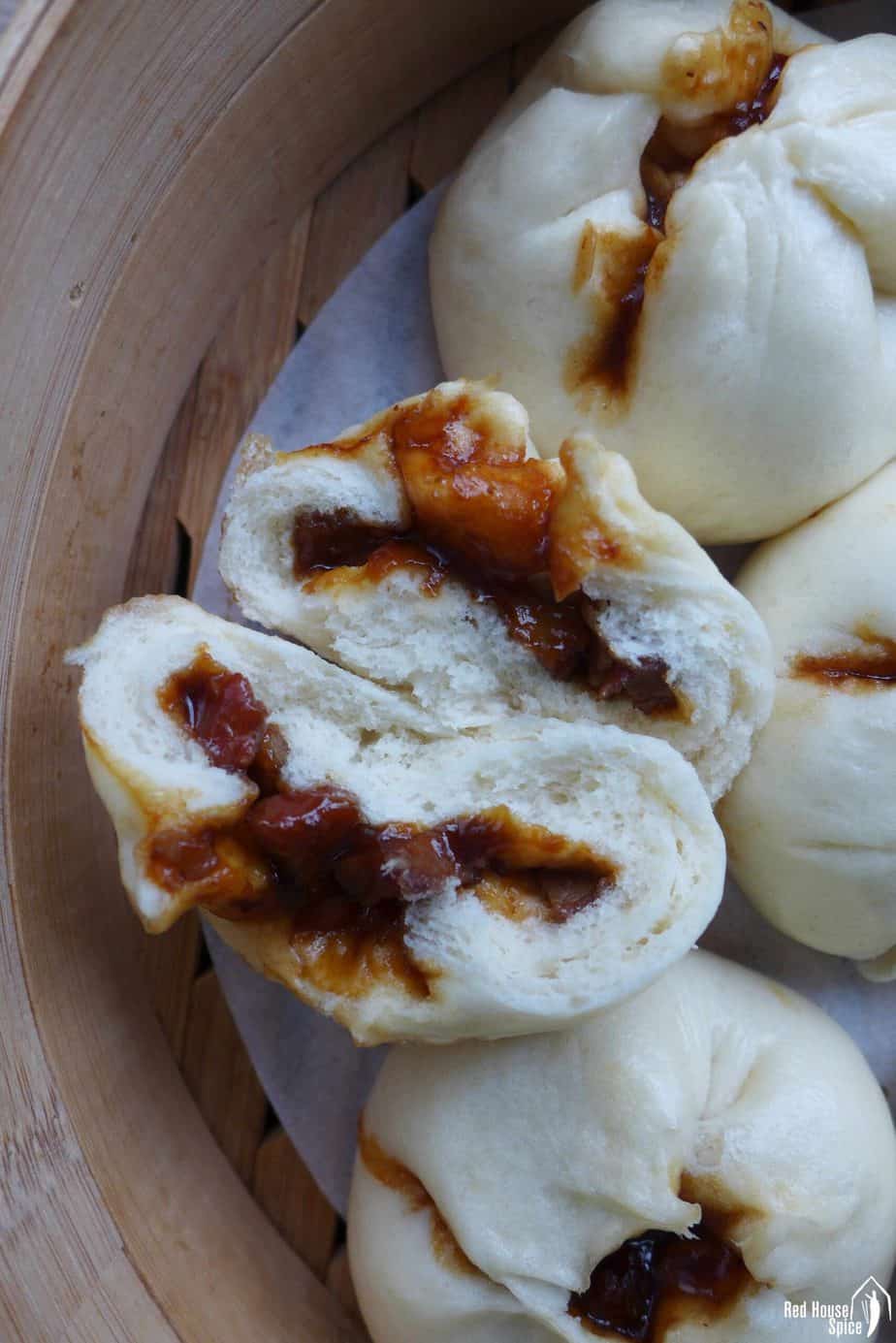 A Char Siu bao torn open