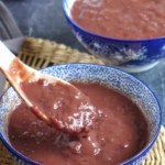 two bowls of sweet red bean soup.