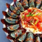 A plate of century egg and tofu salad
