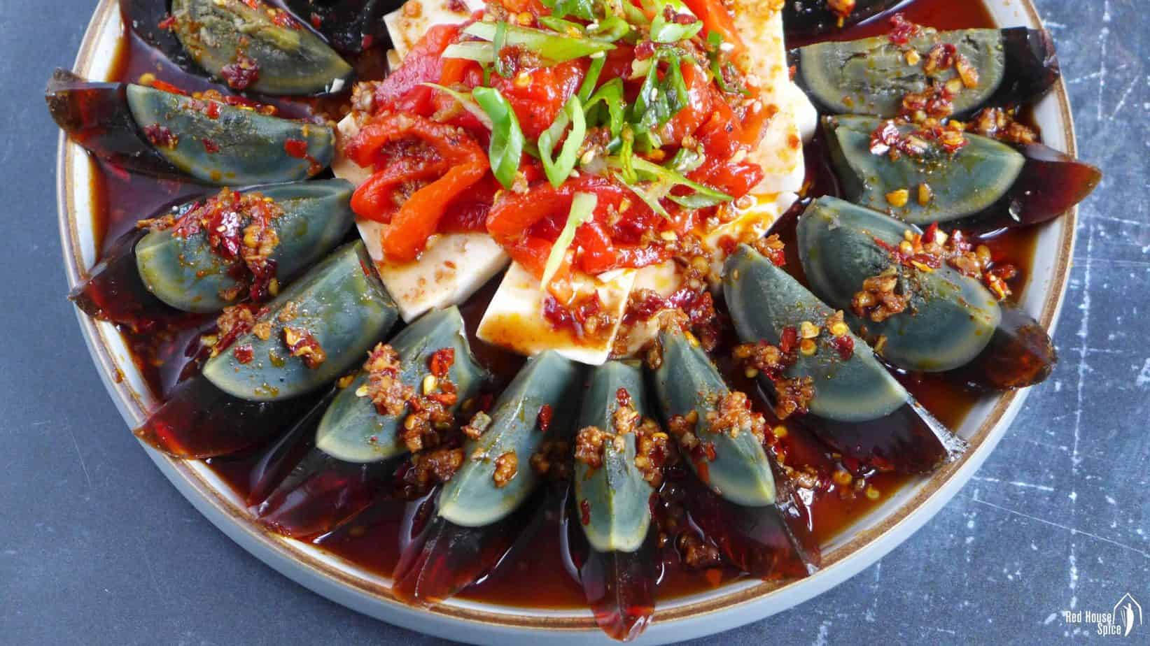 Century egg with tofu and pepper