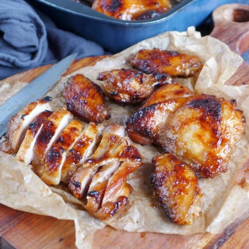 Char Siu chicken wings and sliced Char Siu chicken thighs