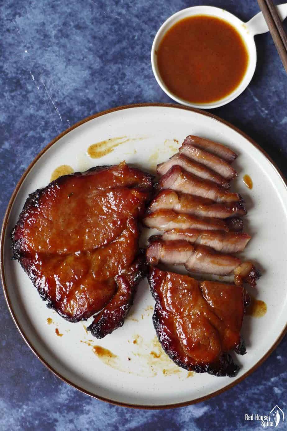 Two pieces of Char Siu, Chinese BBQ pork