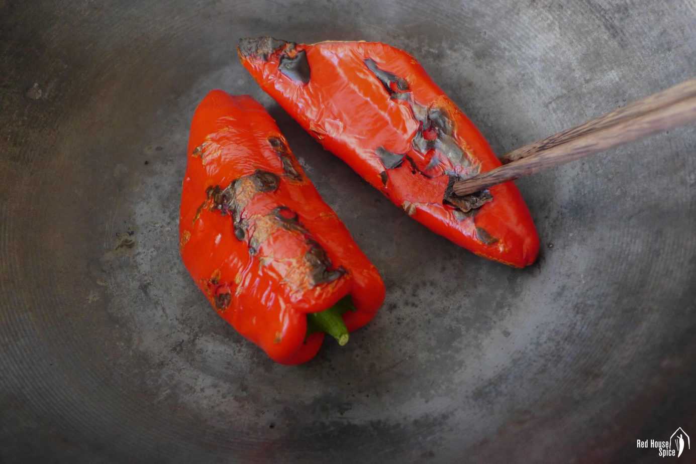 Roasting pepper in a pan