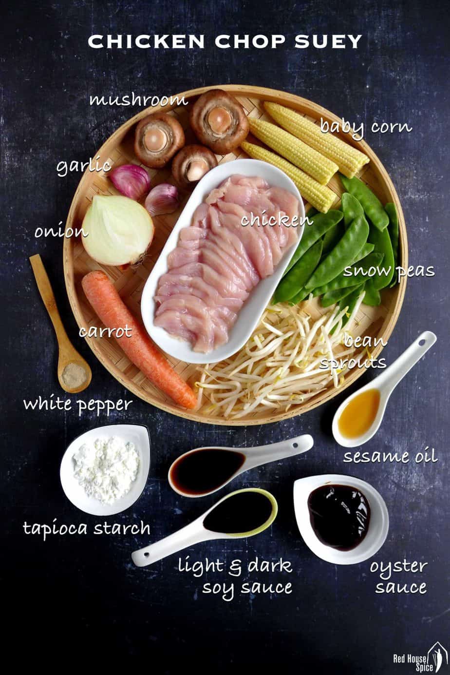Ingredients for cooking chicken chop suey