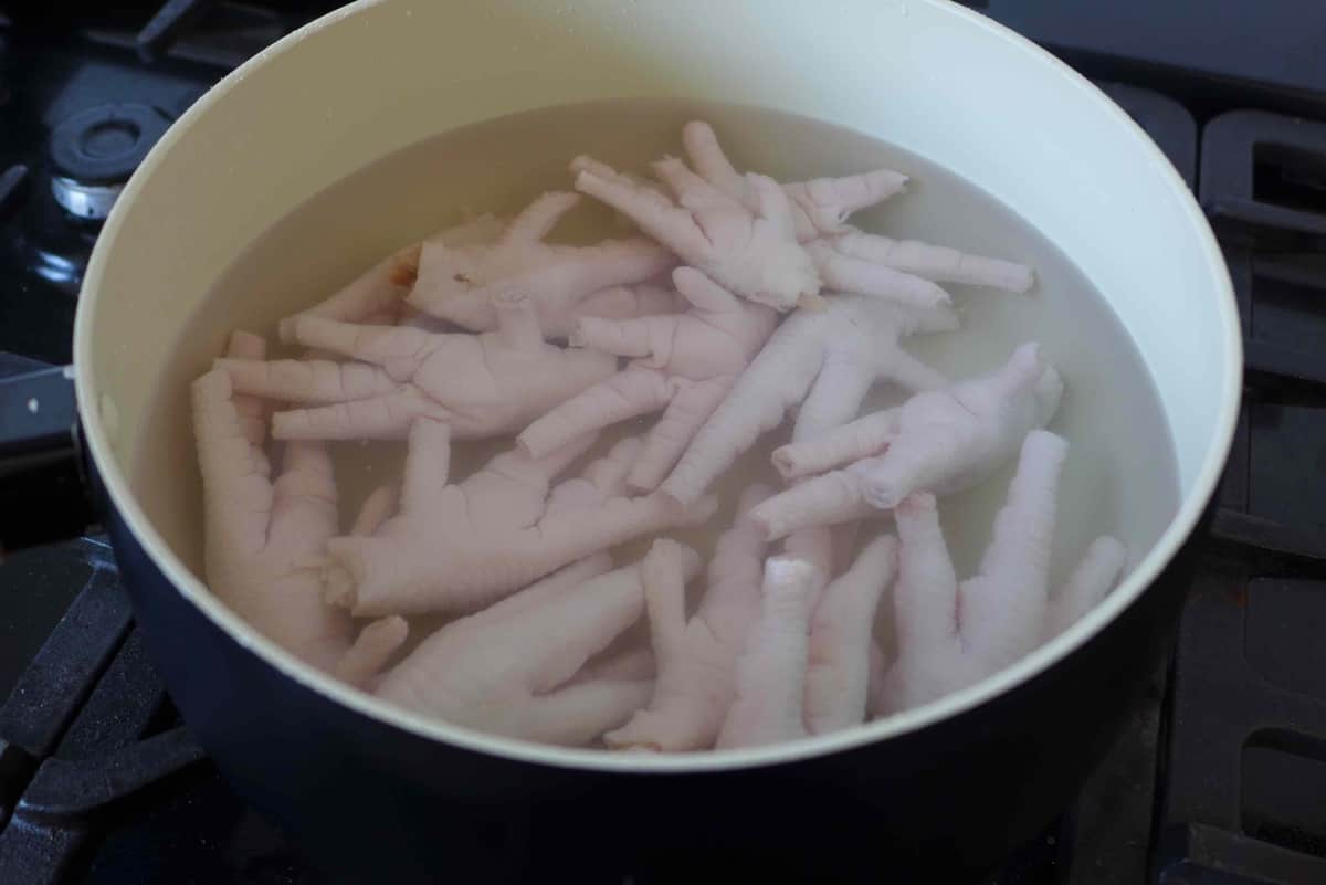 chicken feet in water