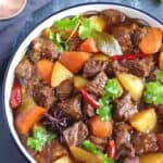 Chinese beef stew with potatoes and carrot