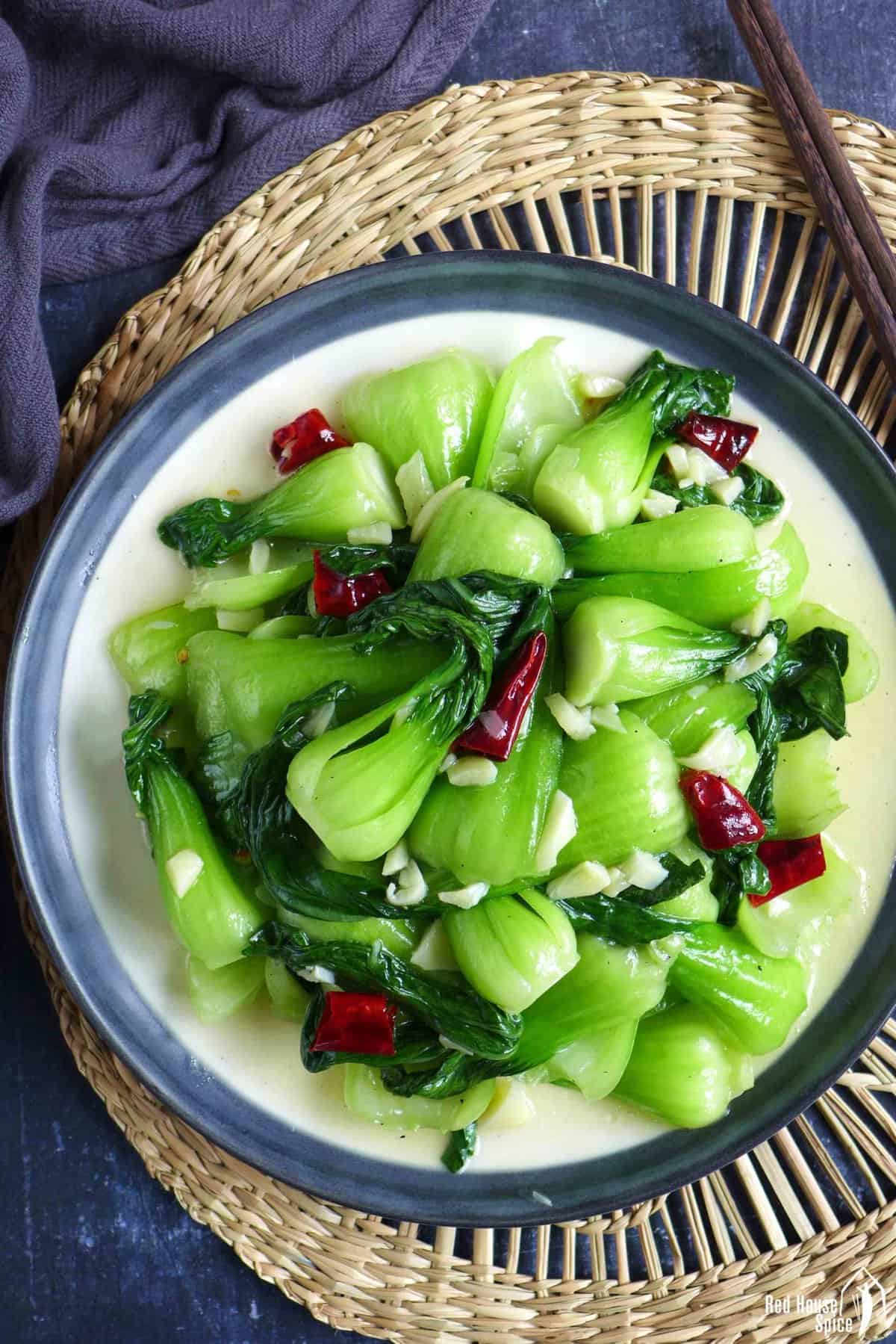 Bok Choy stir-fry with garlic and chilli