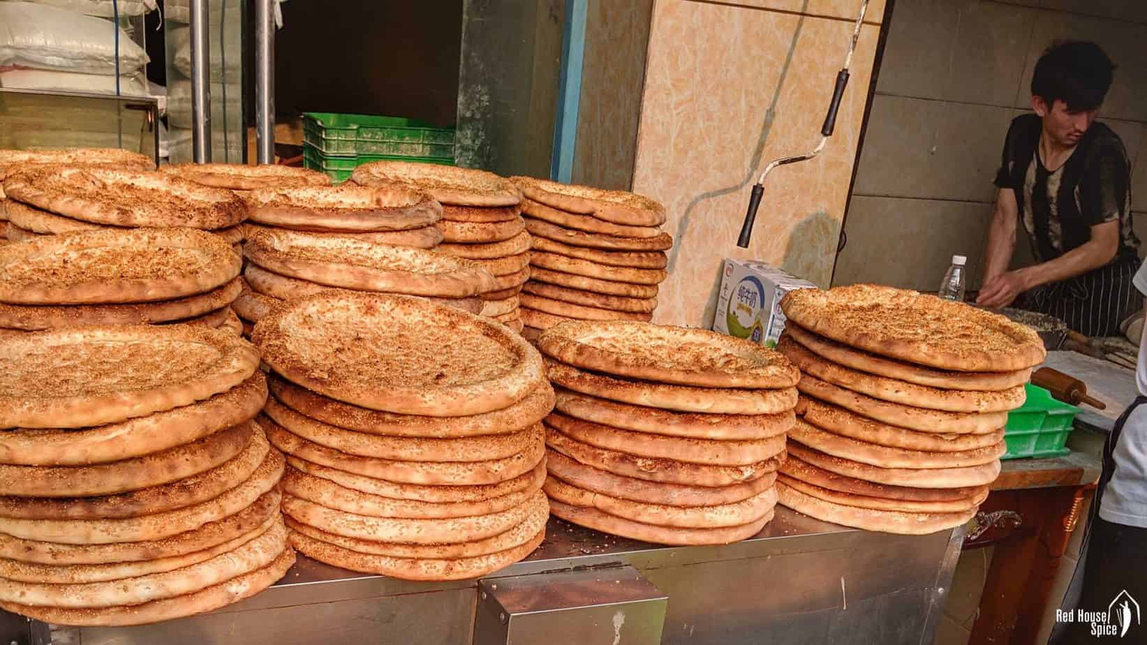 Xinjiang style Nang bread sold at a street stall.