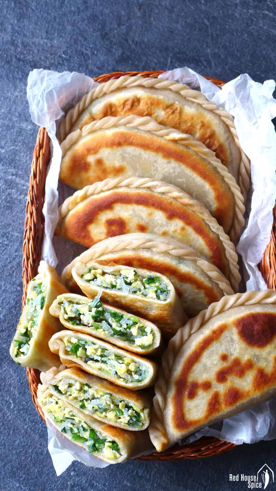 Pan fried Chinese chive pockets
