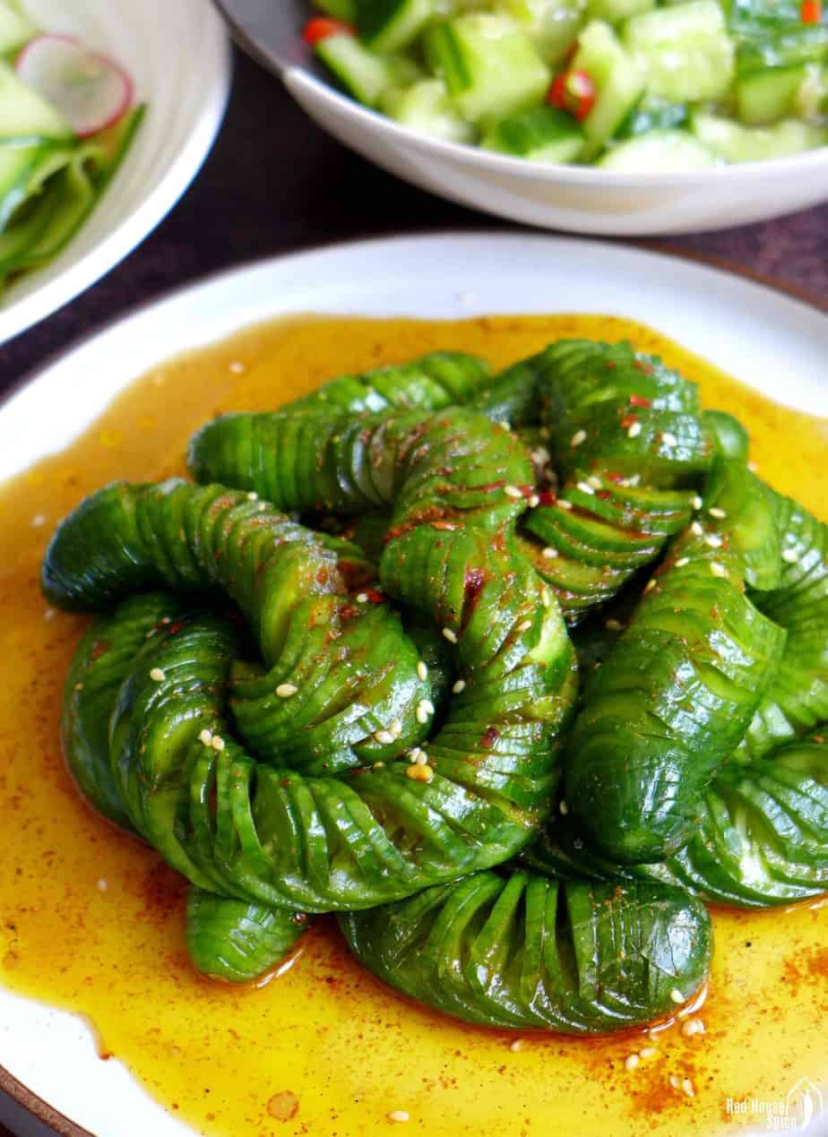 Chinese cucumber salad with mala dressing