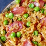Fried rice with Chinese sausage and peas