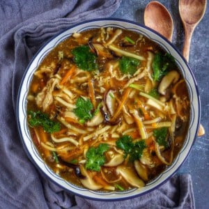 hot and sour soup in a large bowl