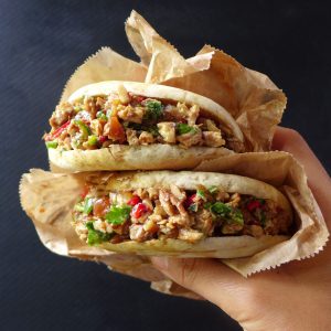 Two Chinese burgers stuffed with pork