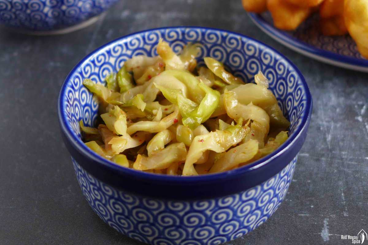 Chinese preserved vegetable in a bowl.