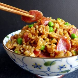 Fried rice with Chinese sausage