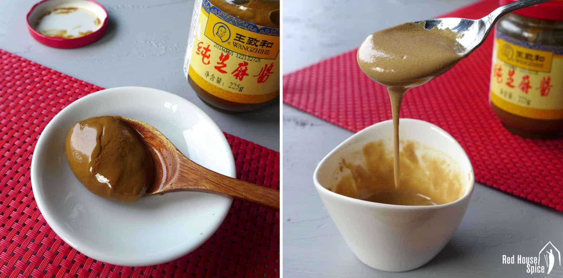 Chinese sesame paste is a popular condiment used in noodles, salad, hot-pot dipping sauce, etc. It can be substituted in three ways.