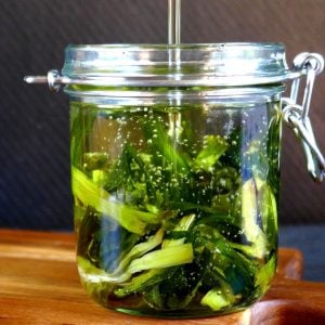 A jar of spring onion oil