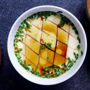 a bowl of Chinese steamed eggs