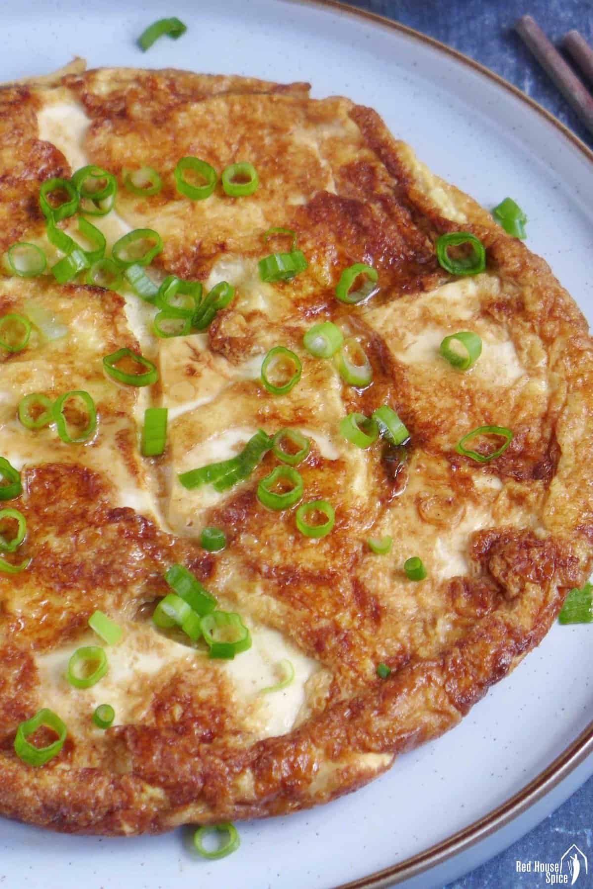 tofu omelet on a plate.