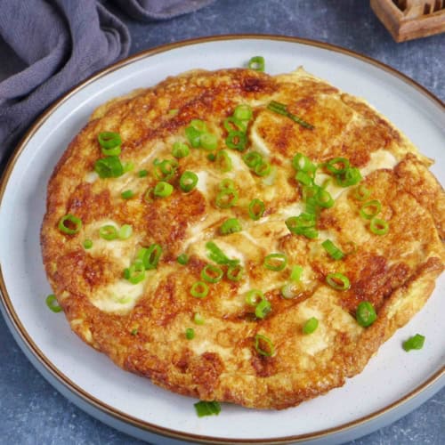tofu omelet on a plate.