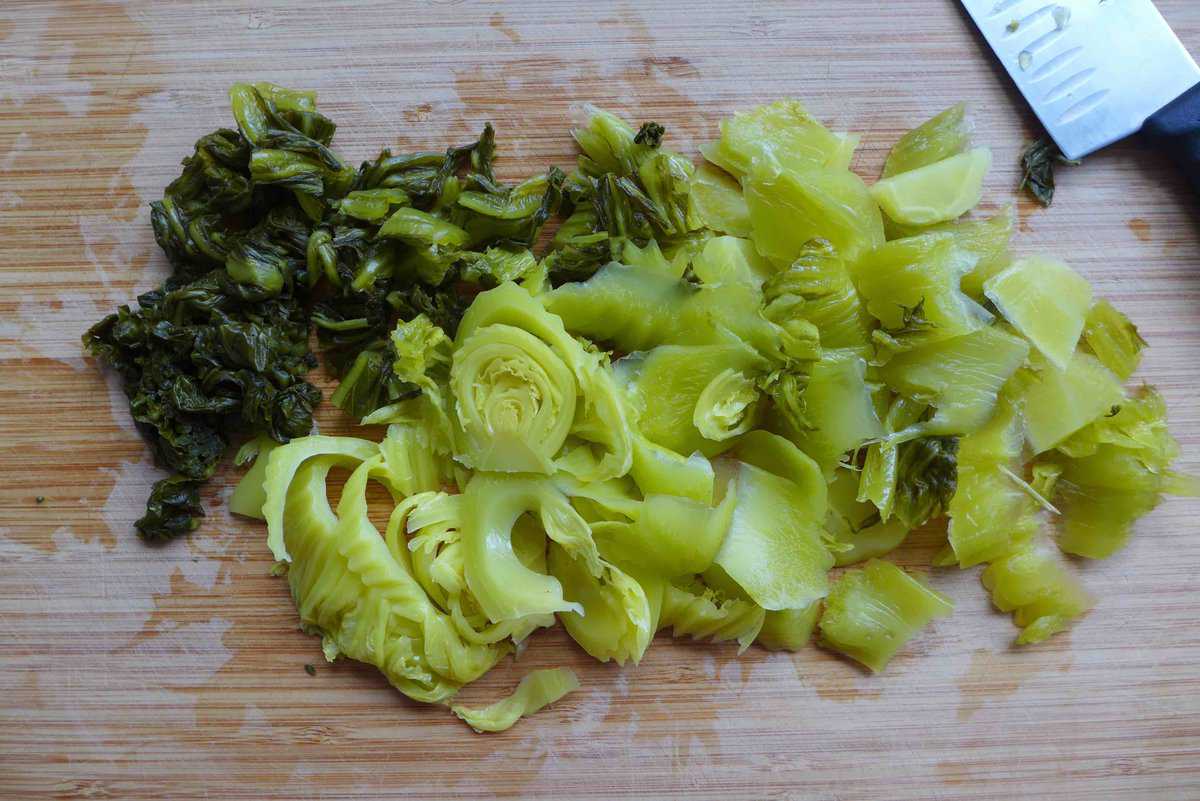 chopped pickled mustard greens.