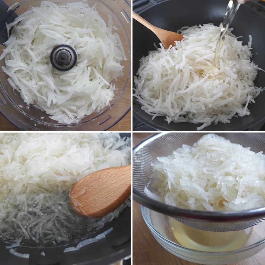 cooking shredded daikon radish